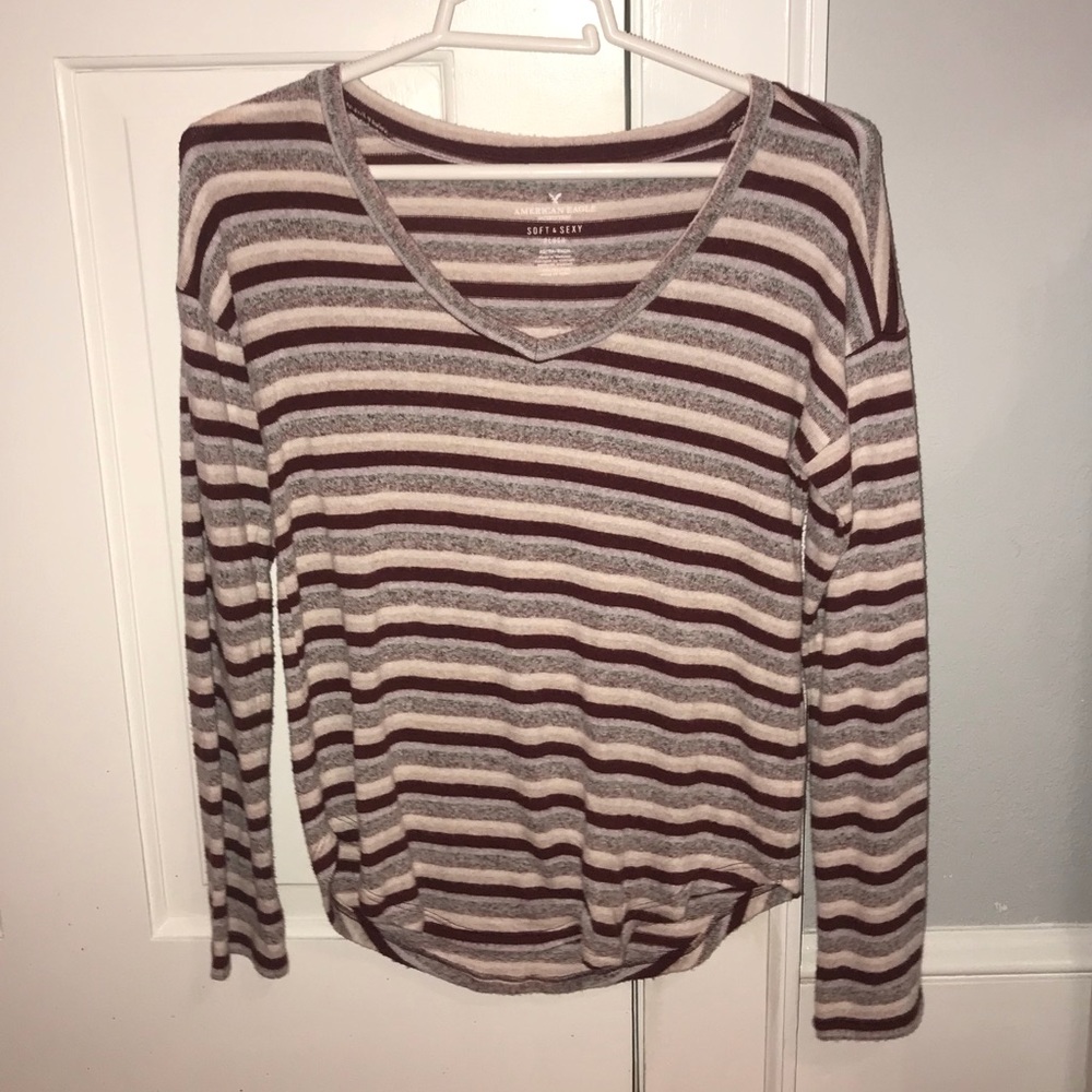 American Eagle Striped Long Sleeve Shirt